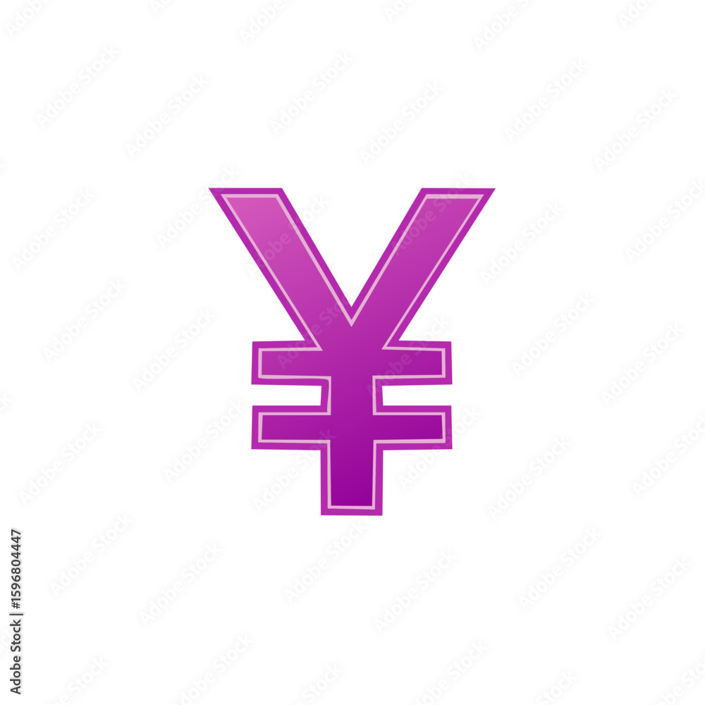Obraz premium Symbolic Purple Yen Currency Sign on Clean White Backdrop