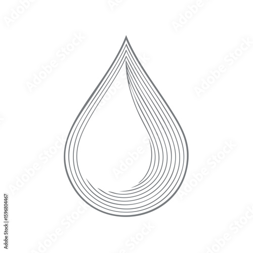 Minimalist Water Drop Icon Linear Design Illustration Showcasing Hydration and Liquid Resource Conceptual Artwork