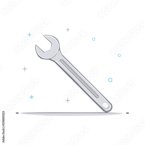 Silver wrench repair tool for tightening loosening bolts and nuts, adjustable metal spanner equipment