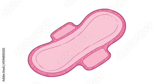 Hand drawn feminine hygiene pad on white background