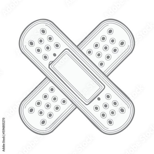Two Adhesive Bandages Cross Isolated on White Healing Wounds First Aid Medical Supplies for Cuts