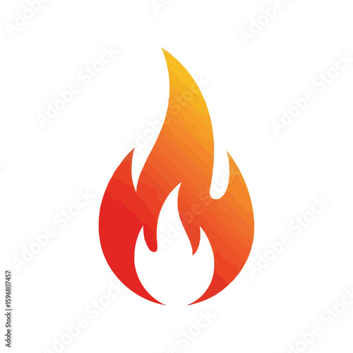 Fiery Passion: A stylized flame bursts forth in vibrant shades of red and orange, embodying energy, heat, and the raw power of combustion.