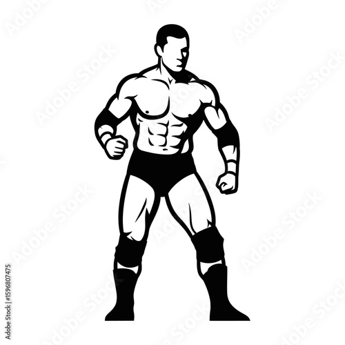 Wrestler Silhouette: A bold and imposing wrestler silhouette embodies strength and determination, ready to dominate the ring.