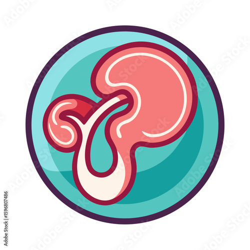 Colorful icon of a placenta in a circular design representing life and growth