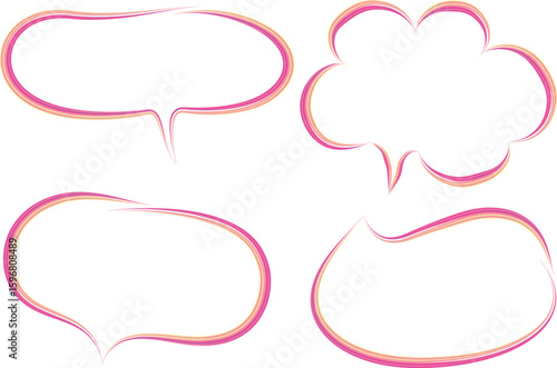 pink abstract colorful outline dialogue clouds set
