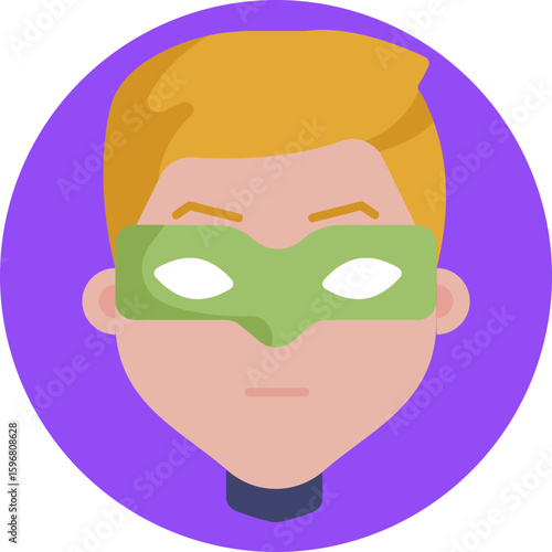 Side view of a superhero’s face wearing a mask.