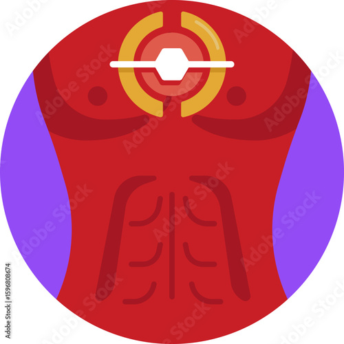 Represents a strong, sculpted torso, emphasizing the superhero's physical conditioning and agility.