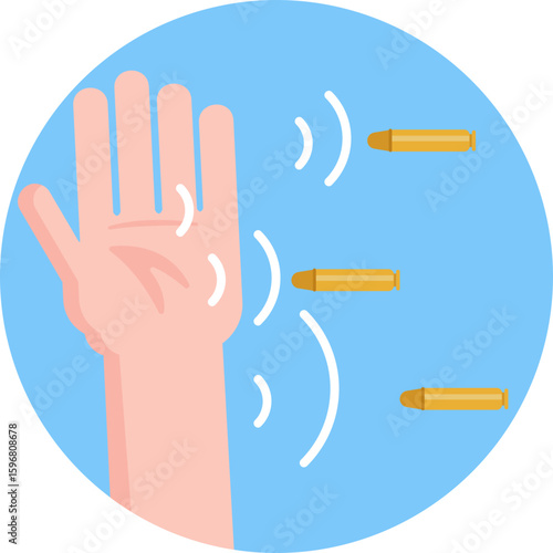 A symbol representing ammunition or projectiles, often used in superhero comics or movies as a visual cue for danger.