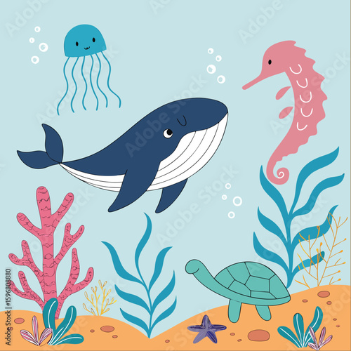 Different types of sea animals