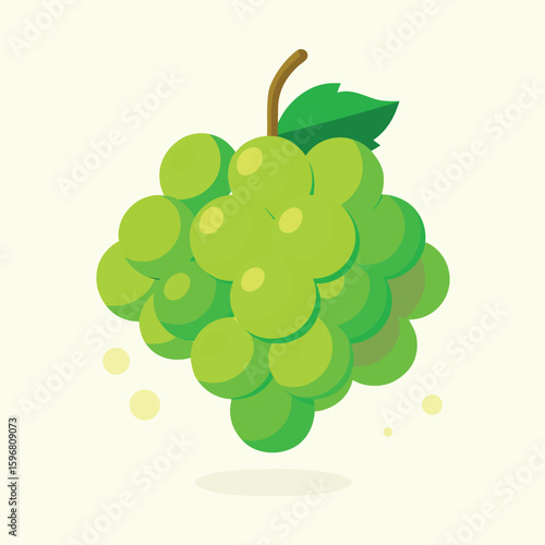 A vibrant cluster of ripe green grapes artfully rendered with delicate highlights and subtle shading perfect for culinary or agricultural themes