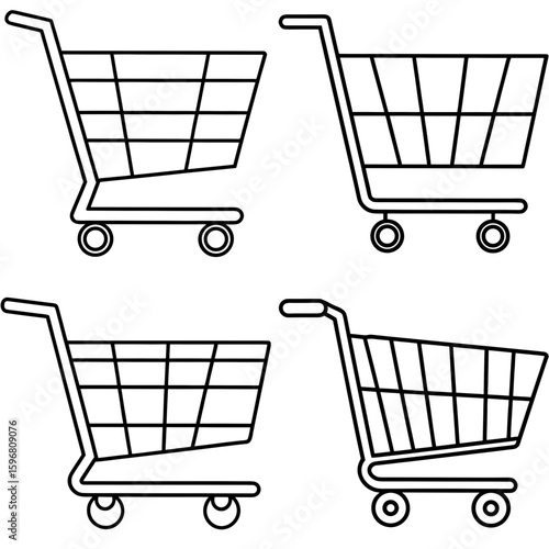 Shopping Trolley Coloring Page – Grocery Cart Outline for Kids