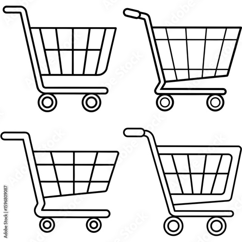 Shopping Trolley Coloring Page – Grocery Cart Outline for Kids