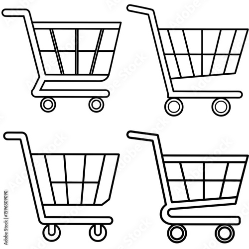Shopping Trolley Coloring Page – Grocery Cart Outline for Kids