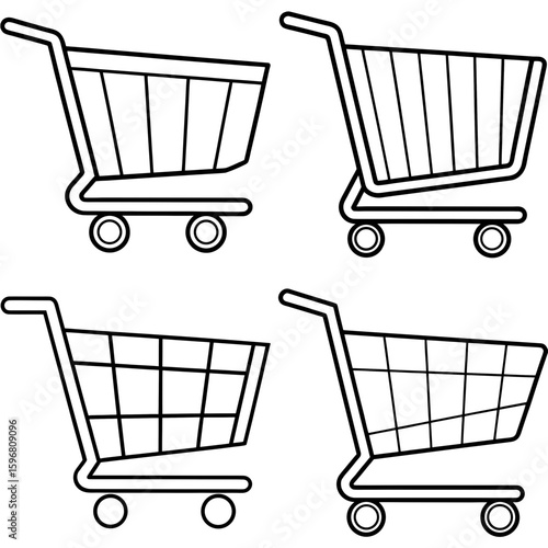 Shopping Trolley Coloring Page – Grocery Cart Outline for Kids