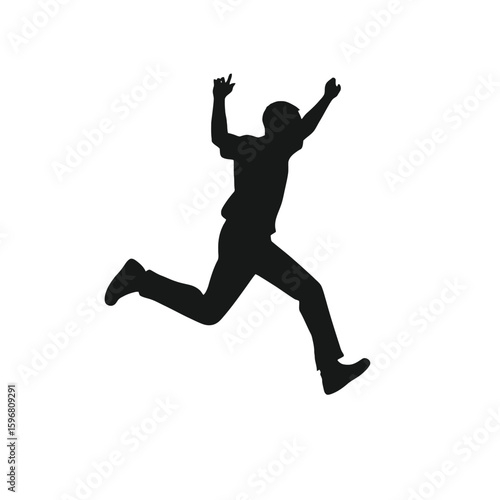 Energetic Leap: Dynamic silhouette of a person soaring through the air, embodying energy, freedom, and movement.