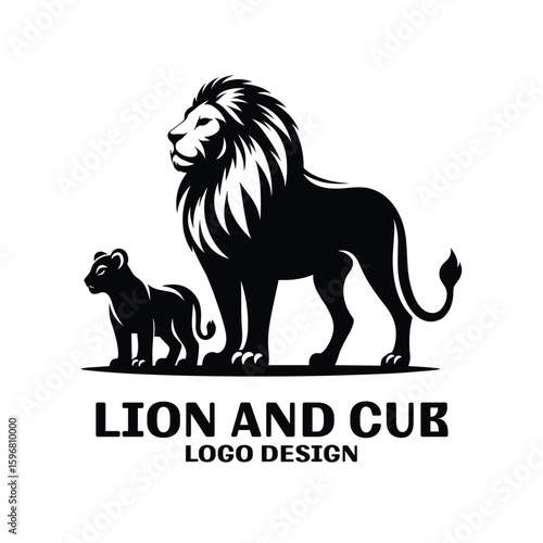 Photography Lion And Cub Vector Logo Design