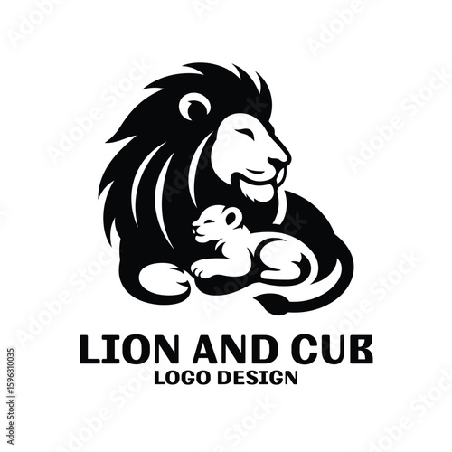 Photography Lion And Cub Vector Logo Design
