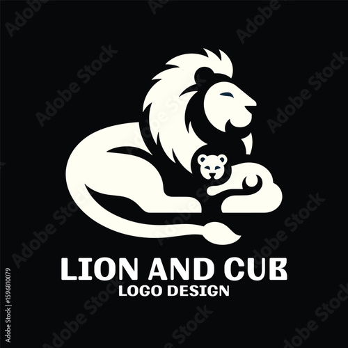 Photography Lion And Cub Vector Logo Design