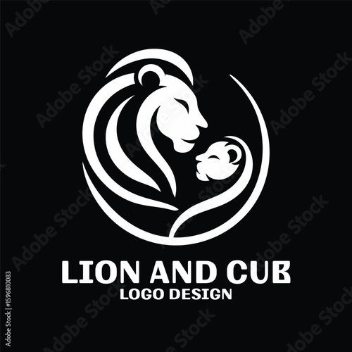 Canvas Print Lion And Cub Vector Logo Design