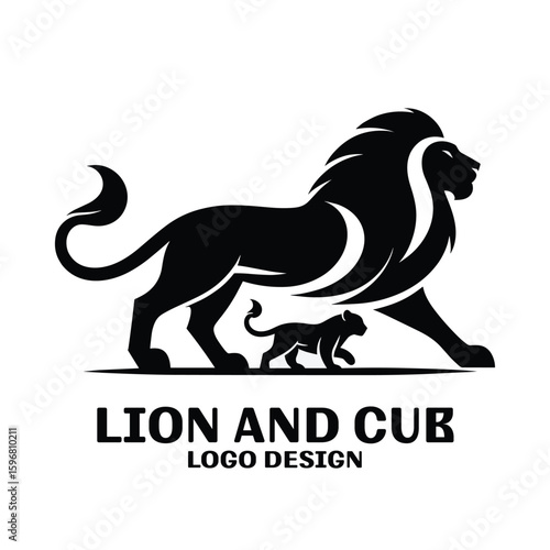 Photography Lion And Cub Vector Logo Design