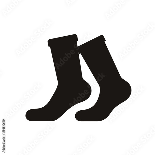 A simple graphic illustration of a pair of matching socks, shown in solid black against a plain white background.