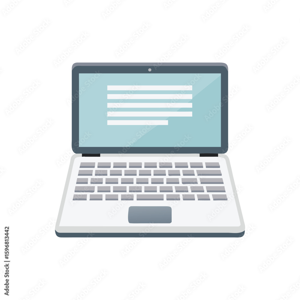 Modern laptop with text on screen Modern laptop with text on screen