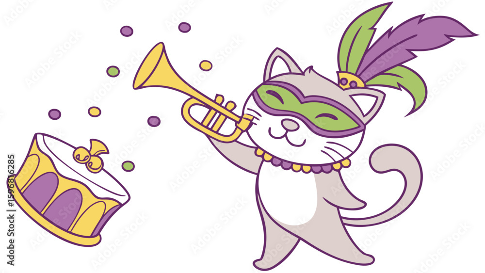 Fat Tuesday Festivities themed SVG: Mischievous Cat in a Mardi Gras environment Fat Tuesday Festivities themed SVG: Mischievous Cat in a Mardi Gras environment