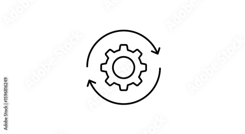 Linear gear and arrow symbolizing process and optimization
