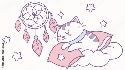 Dreamland colored Cat with a Sleepy touch, placed in a Fantasy dream theme