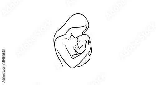 Heartfelt connection: minimalist mother and baby embrace