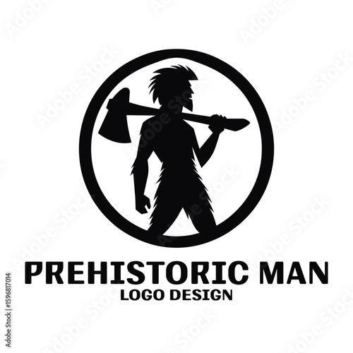 Prehistoric Man Vector Logo Design 