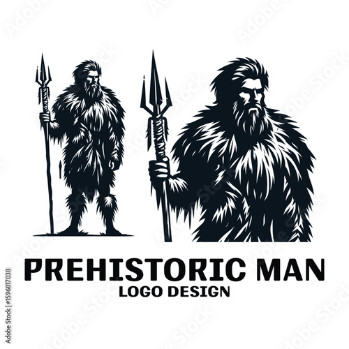Prehistoric Man Vector Logo Design 
