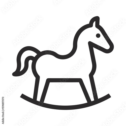 rocking horse line art on white background