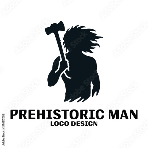 Prehistoric Man Vector Logo Design 