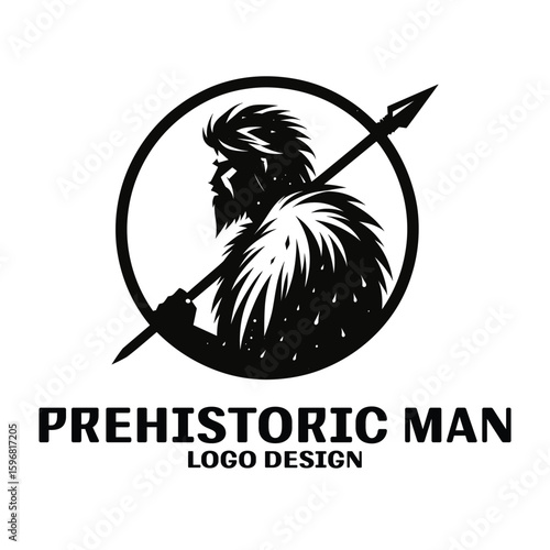 Prehistoric Man Vector Logo Design 