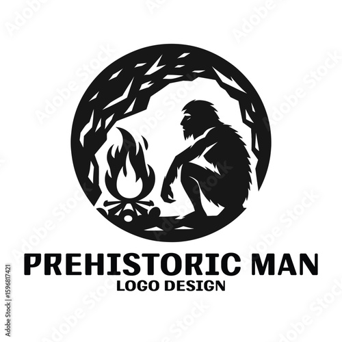 Prehistoric Man Vector Logo Design 