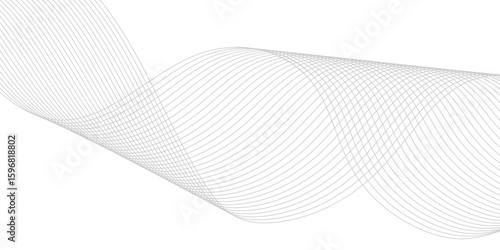 Abstract technology lines on white background. Undulate Grey Wave Swirl, frequency sound wave, twisted curve lines with blend effect, wave with lines created using blend tool.