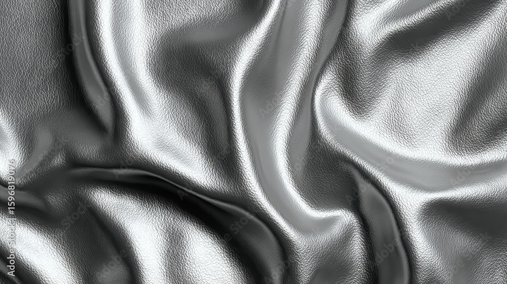 Obraz premium A metallic silver leather texture with a smooth reflective surface, AI Generated