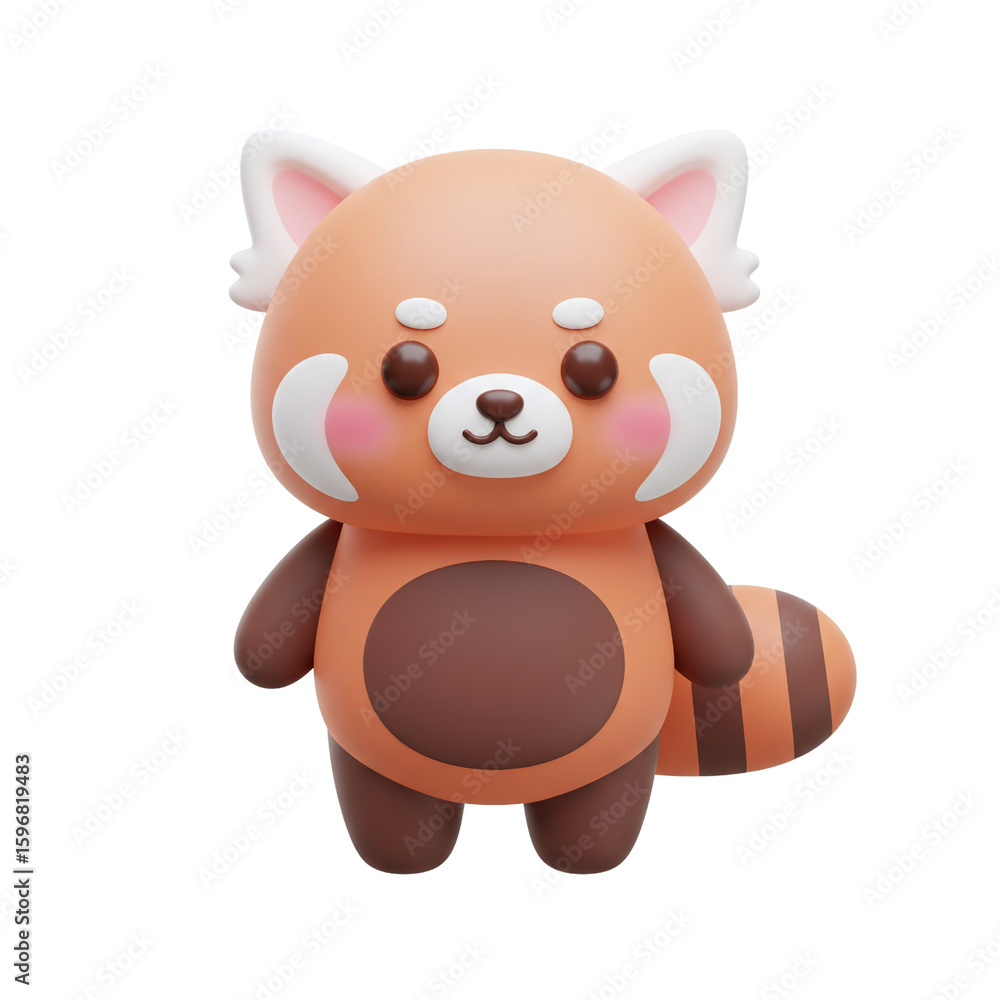 Obraz premium Cute red panda 3d cartoon character