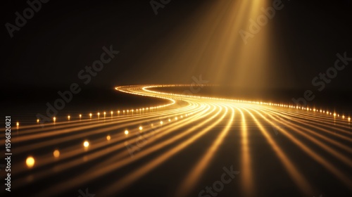 Golden light path with glowing dots. © boss