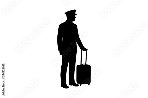 Airline Pilot Silhouette Vector Graphic of Aviator on White Background for Design Projects