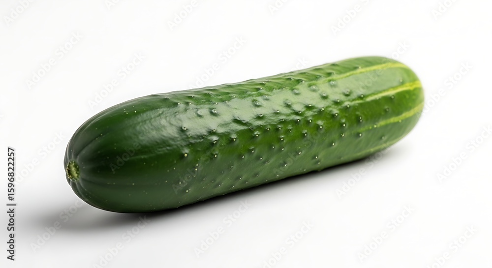 Fresh Green Cucumber Still Life: A Crisp and Refreshing Vegetable Detail on White Background. Fresh Green Cucumber Still Life: A Crisp and Refreshing Vegetable Detail on White Background.