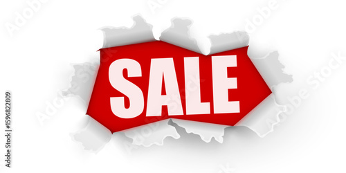 Paper explosion. Sale. Mega Sale Banner. Vector illustration.