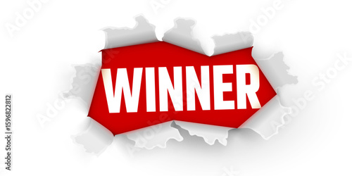 Paper explosion. Winner. You win message. Vector illustration