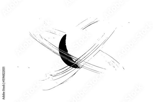 Helicopter is carrying a car with a rope in a black and white illustration on a plain background