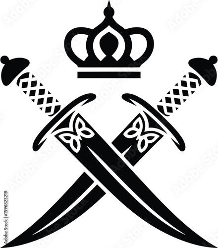 Oman Royal Emblem Vector: Crossed Khanjars & Crown