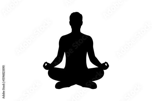 Silhouette of a Meditating Man with Dog Illustration Vector Graphic for Wellness and Relaxation Concepts