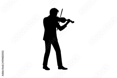 Elegant Violinist Silhouette Vector Art for Musical Designs and Creative Projects on White Background