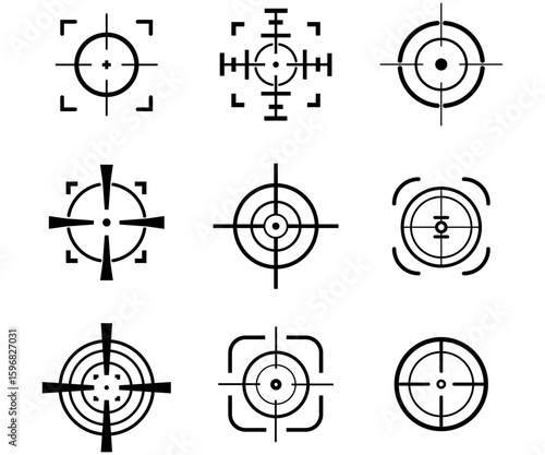 Set of target destination signs Aim sniper Focus cursor mark