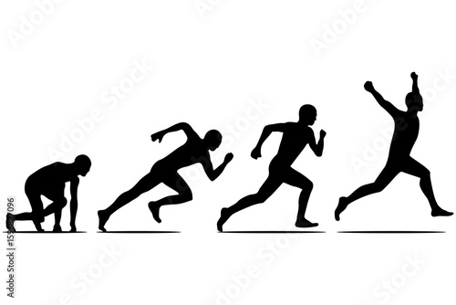 Runner Silhouette start And finish position sports fitness lifestyle silhouette